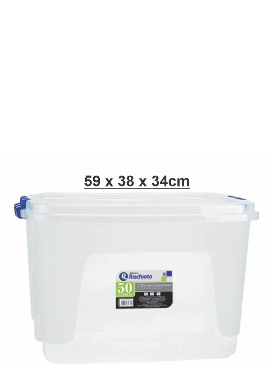 Caixa Organizadora de 50 Litros Transparente Rischioto Ref. 1538 