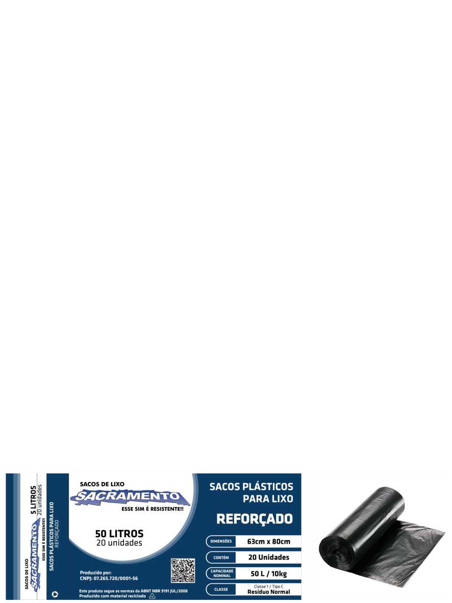 Saco para Lixo de 50 Litros Sacramento Ref. 4013 