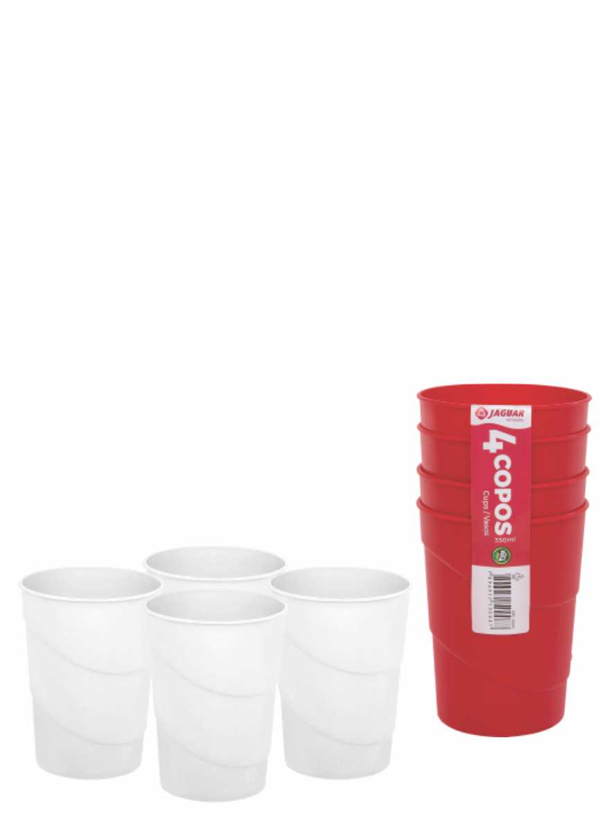 Kit 4 Copos Plásticos 350Ml Jaguar Ref. 492
